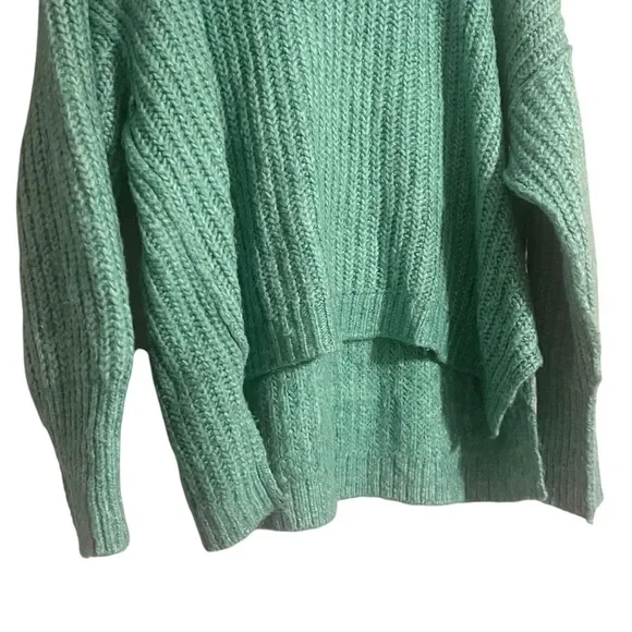 Free People slouchy sweater Knitted Blue Bell V Neck Pullover medium oversized - Picture 15 of 16